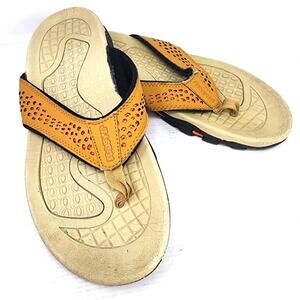 Beach Flip Flops Orange Black Comfortable Casual Sandals Mens Sz 45 EU / 11.5 US